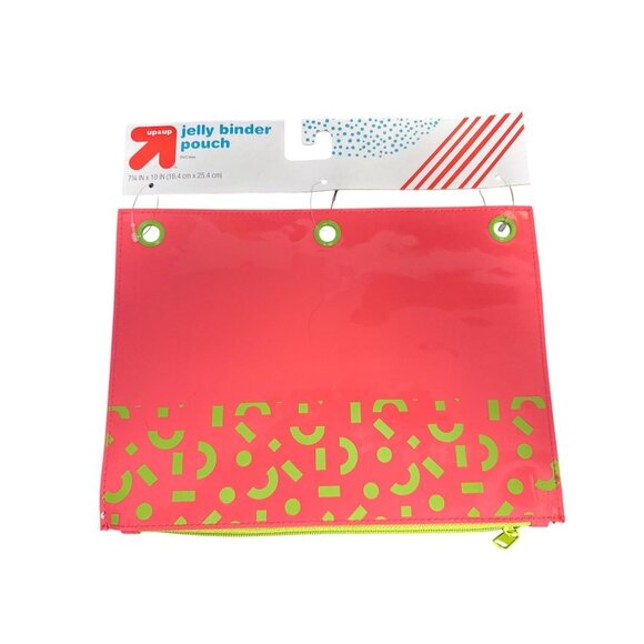Up & Up Other - Up & Up Jelly Binder Pouch Pink & Green Pattern PVC 7.25" X 10" Zippered Storage